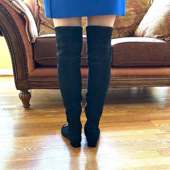 Tory Burch Over-The-Knee Stretch Suede Boots - Picture 3 of 16